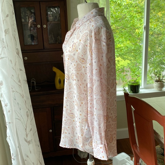 Zara pale pink paisley print blouse long sleeves size Medium, oversized - Picture 3 of 10